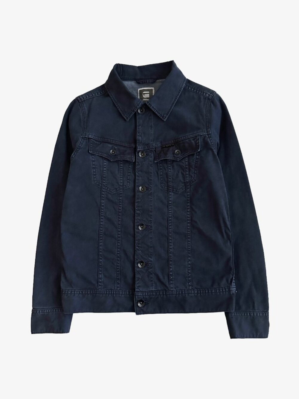 Blue Raw Denim Button-Up Collared Trucker Jacket by G-STAR
